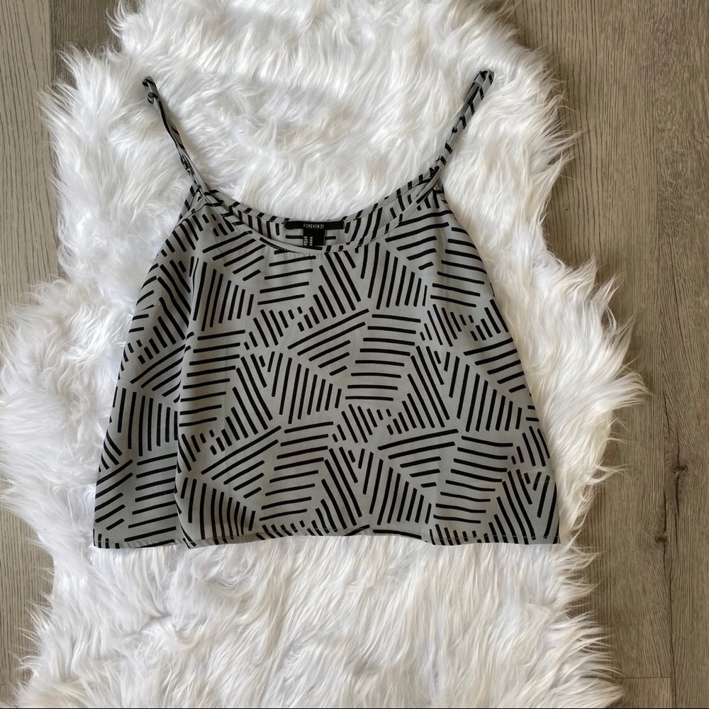 Blue gray and black crop top